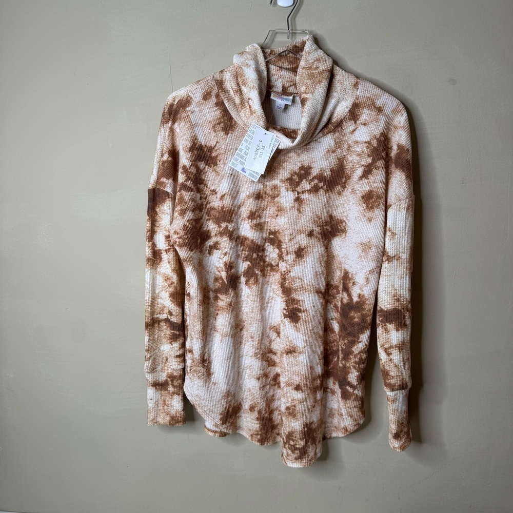 Lularoe Tie Dye Aubrey Soft Cowl Neck Fall Top 3X Shirttail Hem NEW!  Size L